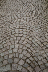 Stone paving block walk path in the park