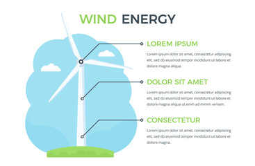 Infographic template with windmill with three elements for your text