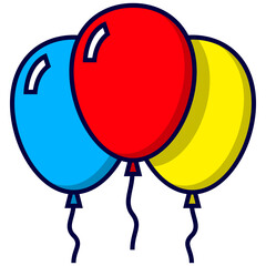 Party Balloons Color Icon