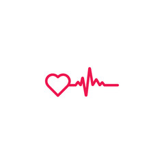 Heartbeat line with a heart. Pulse trace. EKG and CARDIO on a white background EPS Vector