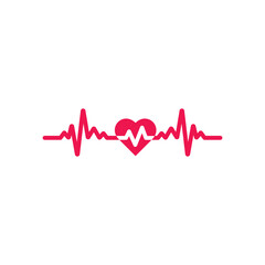 Heartbeat line with a heart. Pulse trace. EKG and CARDIO on a white background EPS Vector