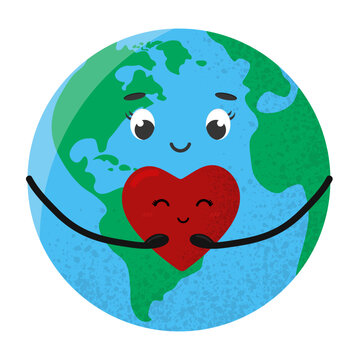 Planet earth holding a heart in his hands. World health day concept.