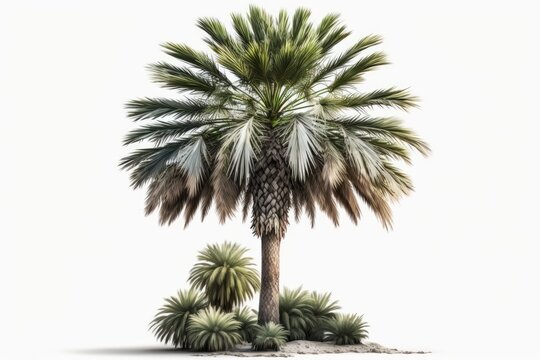 palm tree isolated on white background generative ai illustration 