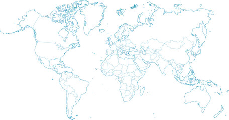 vector illustration of blue colored world map with political borders