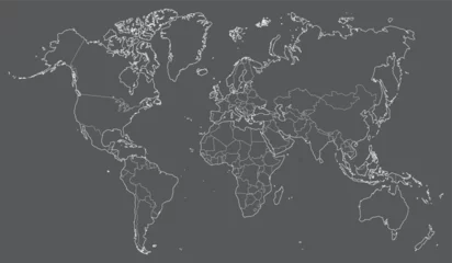 Rolgordijnen vector illustration of white colored world map with political borders © agrus