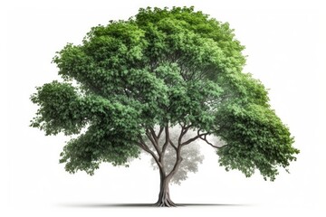 Obraz premium green tree isolated on white background generative ai illustration 
