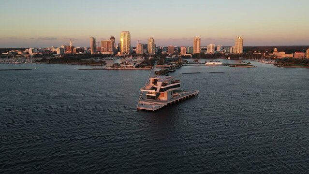 The St. Petersburg Pier, officially known as the St. Pete Pier during sunrise.	