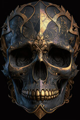 Gothic Skull with a Touch of Gold - Dark and Glamorous Artwork | Skull PNG | AI Generated
