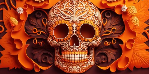 traditional day of the dead dia de muertos skull, Generative AI - obrazy, fototapety, plakaty