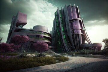 sci-fi futuristic building. generative ai surreal fantasy concept