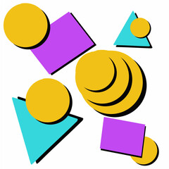 geometric shapes,circle,square,rhombus,triangle,rectangle,red,yellow,green,blue,brown,educational pictures