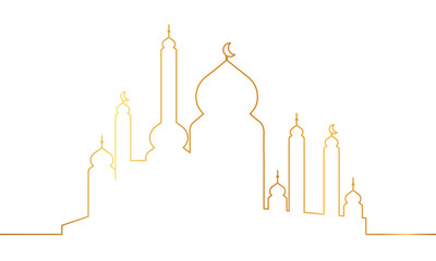 line art of mosque . islamic line art vector eps 10