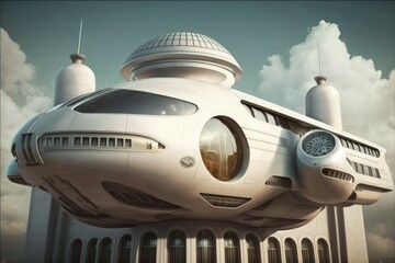 sci-fi futuristic building. generative ai surreal fantasy concept 