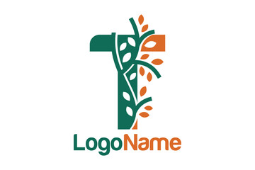 Letter T alphabet and growing leaves concept. Very suitable for symbol, logo, company name, brand name, personal name, icon, identity, business, marketing and many more.