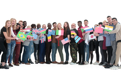 Obraz premium in full growth. people from different countries of the world standing together.