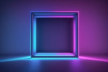 ultraviolet light square neon  80's retro style frame,  abstract generative ai  background