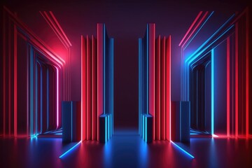 Obraz premium abstract colorful neon background illuminated with glowing colored light generative ai light lines artwork 