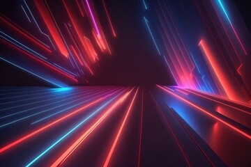 abstract colorful neon background illuminated with glowing colored light generative ai light lines artwork 
