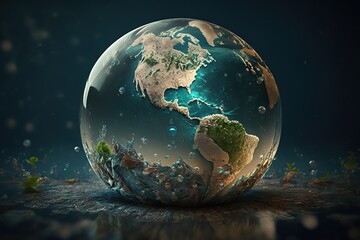 Obraz na płótnie Canvas globe life and water - aI generated