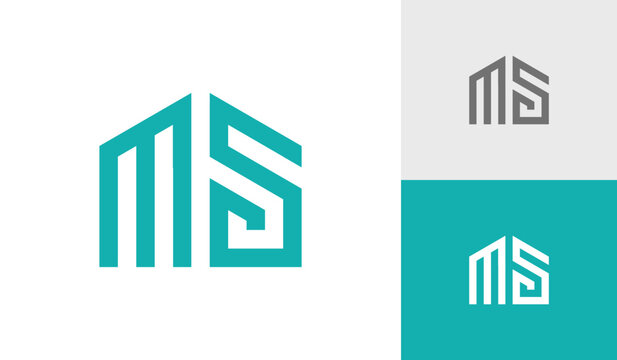 Letter MS initial monogram with house shape logo design vector
