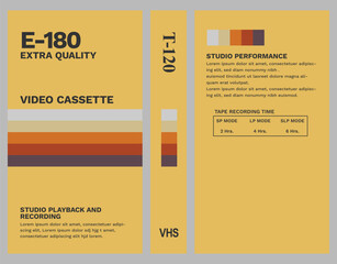 yellow vhs cassette cover all sides full mockup design 80s 90s nostalgia memories