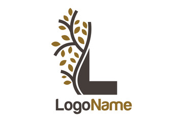 Letter L alphabet and growing leaves concept. Very suitable for symbol, logo, company name, brand name, personal name, icon, identity, business, marketing and many more.