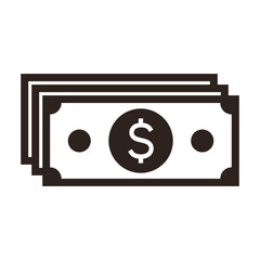 Dollar banknotes, dollar bundle sign, dollar money cash icon