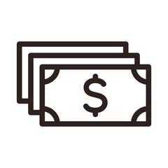 Dollar banknotes, dollar bundle sign, dollar money cash icon