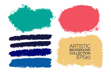 Vector set of hand drawn brush strokes, stains for backdrops. Colorful design elements set. Various colors artistic hand drawn horizontal backgrounds.