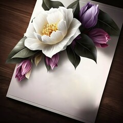 Beautiful flowers Illustrated Greeting card empty template Generative AI technology