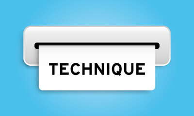 White coupon banner with word technique from machine on blue color background