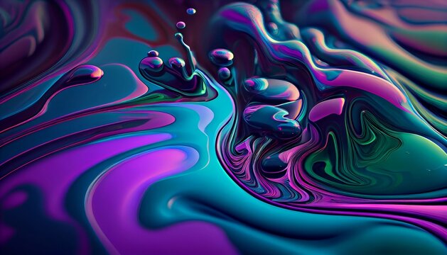 an oil slick background with a mix of blue, purple, and green colors using neural networks, Generative AI, illustration