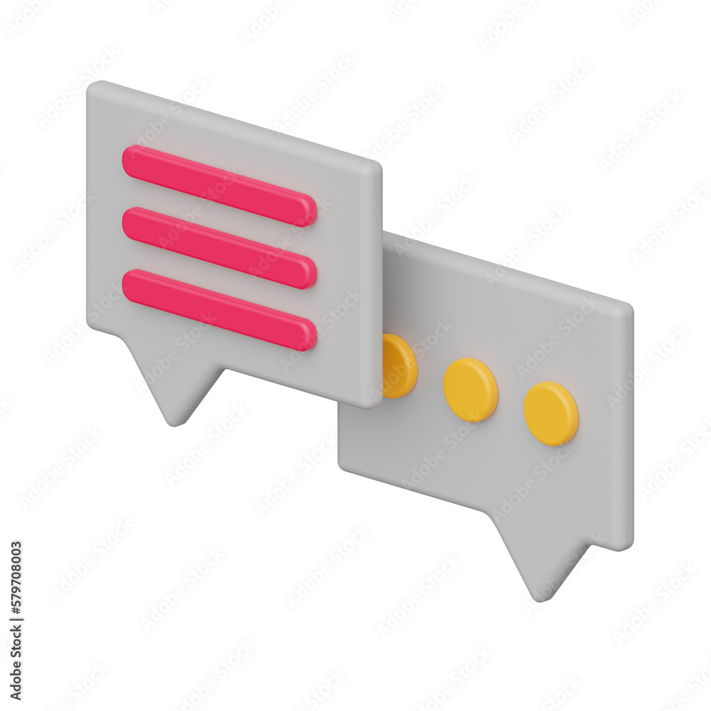 Poster chat 3d realistic object design vector icon illustration