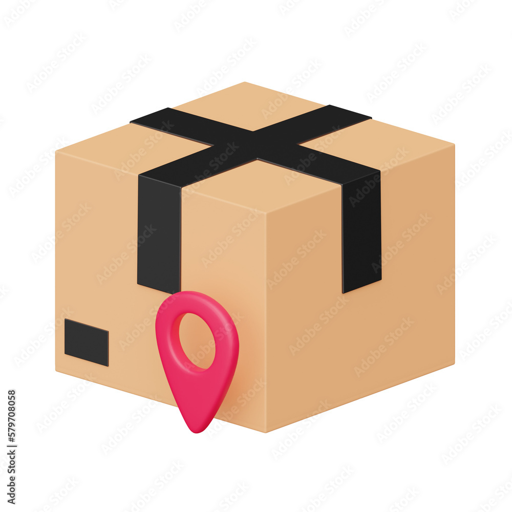 Poster delivery location 3d realistic object design vector icon illustration