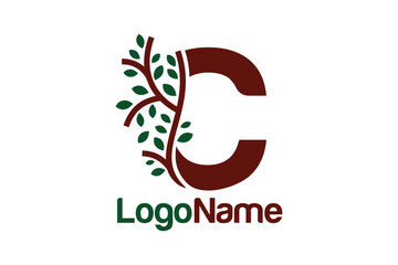Letter C alphabet and growing leaves concept. Very suitable for symbol, logo, company name, brand name, personal name, icon, identity, business, marketing and many more.