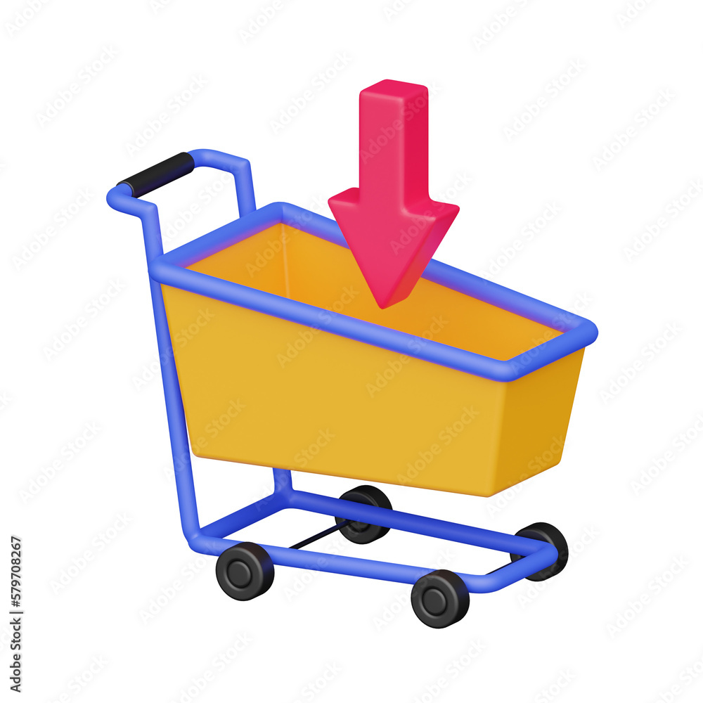 Poster add to cart 3d realistic object design vector icon illustration