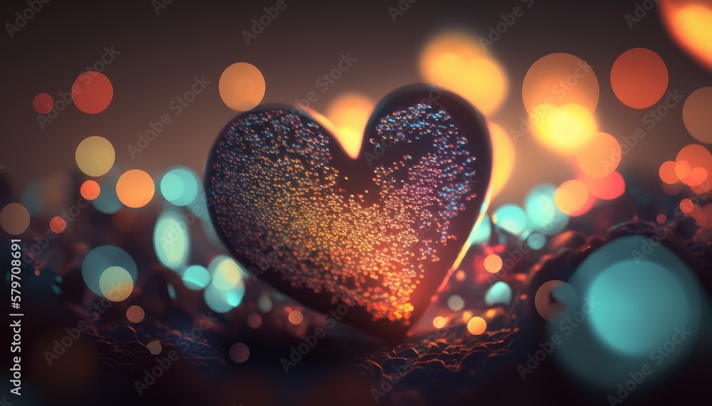 Poster valentine's day abstract background with bokeh defocused lights. generative ai
