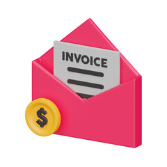 Invoice 3d realistic object design vector icon illustration