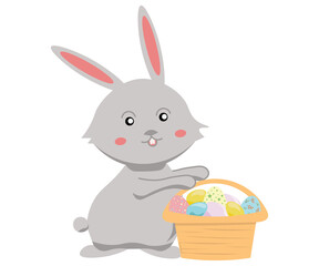 easter bunny with basket and eggs