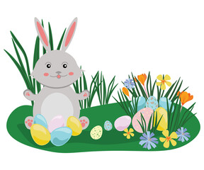 easter bunny with easter eggs