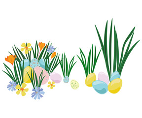 easter eggs and flowers