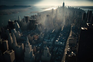 New York City seen from above, NY from top, NY at night , Panorama from NY