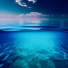 Fototapeta na wymiar Beautiful seascape. Underwater world. Collage. Generative AI
