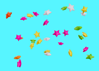 Naklejka na ściany i meble sprinkles, sprinkles in the form of stars, colored background 3d illustration