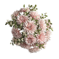 bouquet of chrysanthemums on transparent background PNG file.Floral arrangement, bouquet of garden flowers. Can be used for invitations, greeting, wedding card