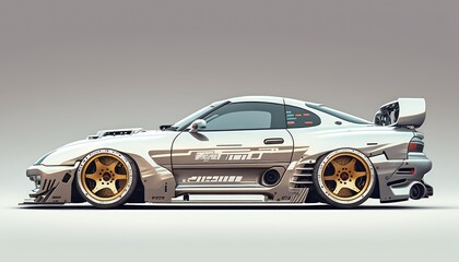 JDM Japanese classic 1990s cars wallpaper. Created with generative Ai technology