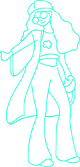 Turquoise hippie doodle girl