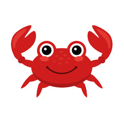 Cute crab cartoon on white background, vector illustration - obrazy, fototapety, plakaty