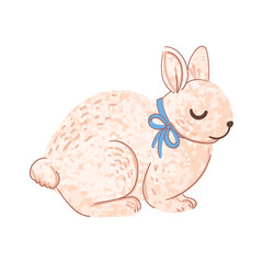 Vector Colorful Illustration of Cute Rabbit Isolated on White Background