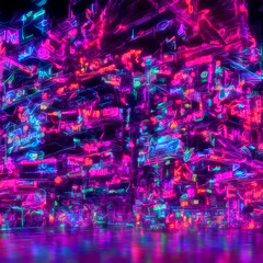Abstrakter Hintergrund mit glühenden Linien in prächtigen Farben. Konzept: psychedelic wave - Generative AI